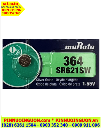 MuRata SR621SW _Pin 364; Pin đồng hồ 1.55v Silver Oxide MuRata SR621SW _Pin 364